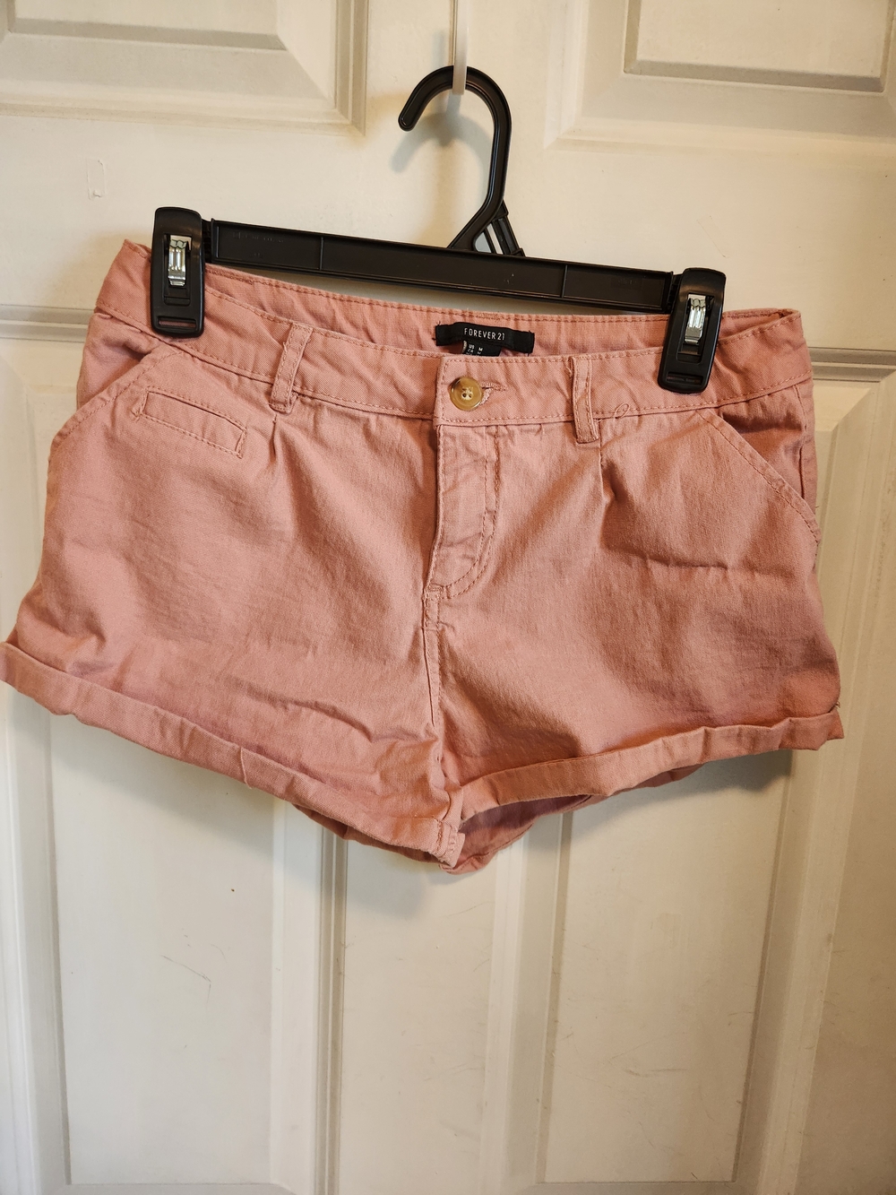 Forever 21 Women's Blush Pink High Waist Roll-Hem Shorts
